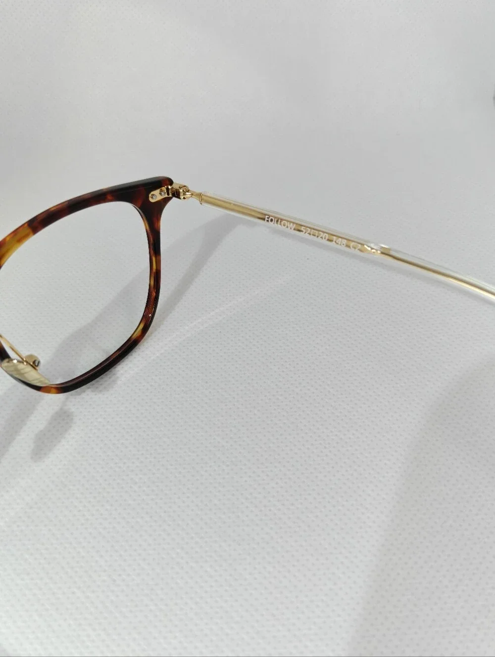Follow. Gold, Tortoiseshell Square Frame. Elegant. Nice Detail.
